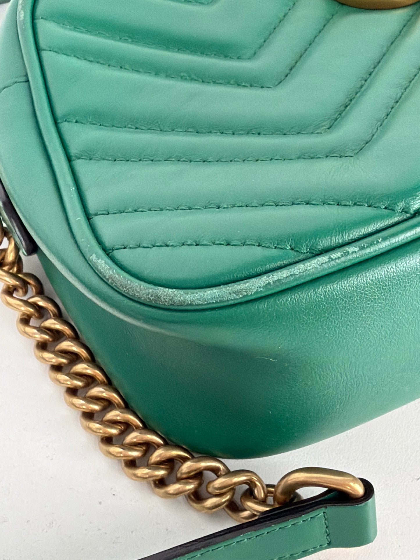 Gucci GG Marmont Shoulder Bag Small in Green Quilted Leather Y-20