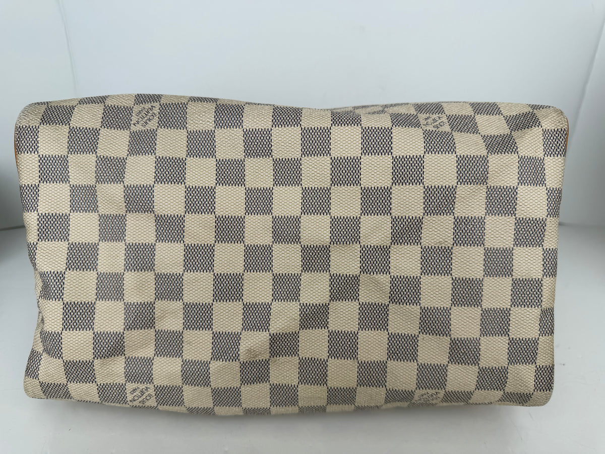 Louis Vuitton Speedy 30 Top Handle Bag in Damier Azur Coated Canvas 2010 YS27