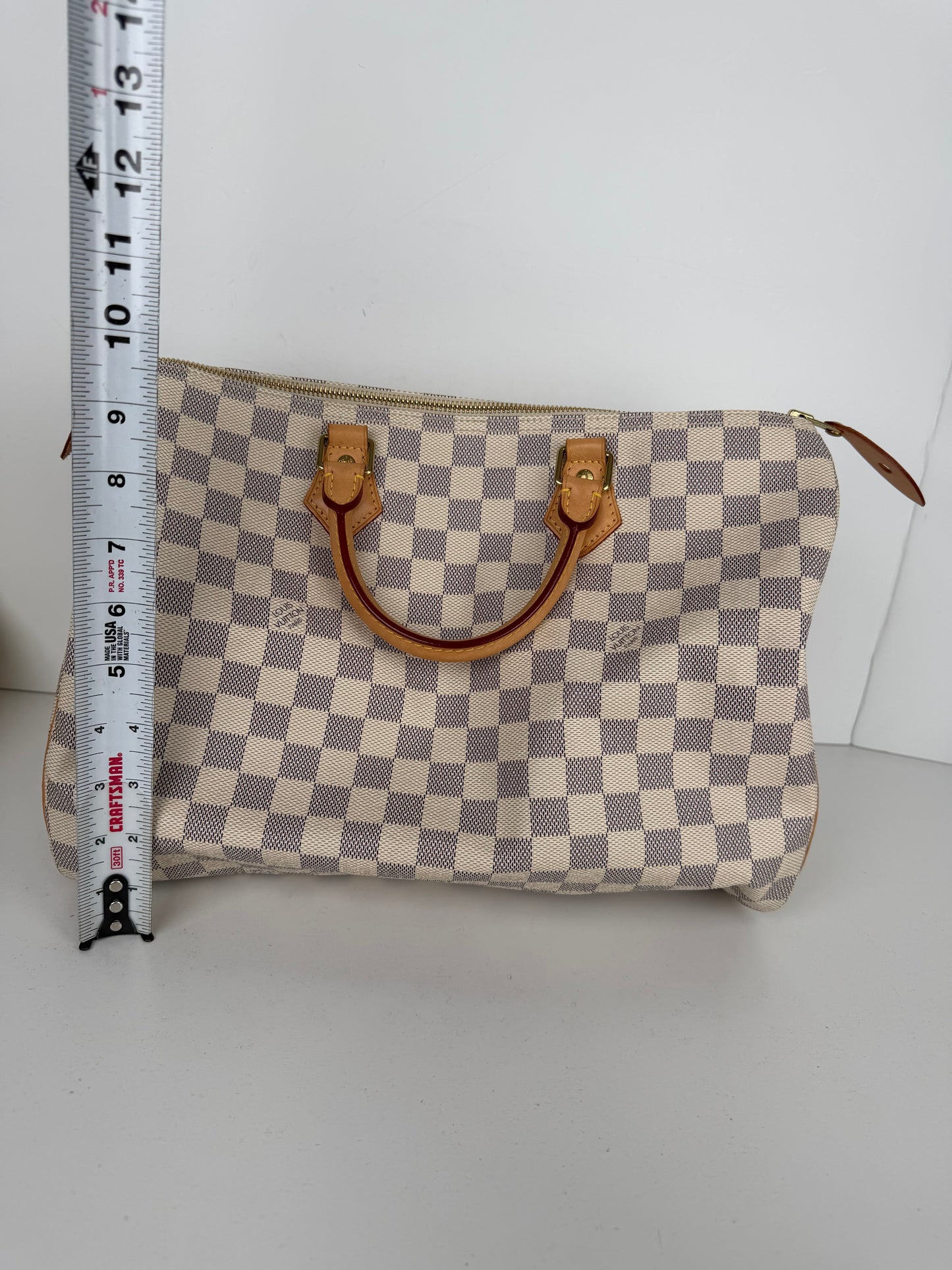 Louis Vuitton Speedy Handbag 35 in Damier Azur Coated Canvas 2016 YS
