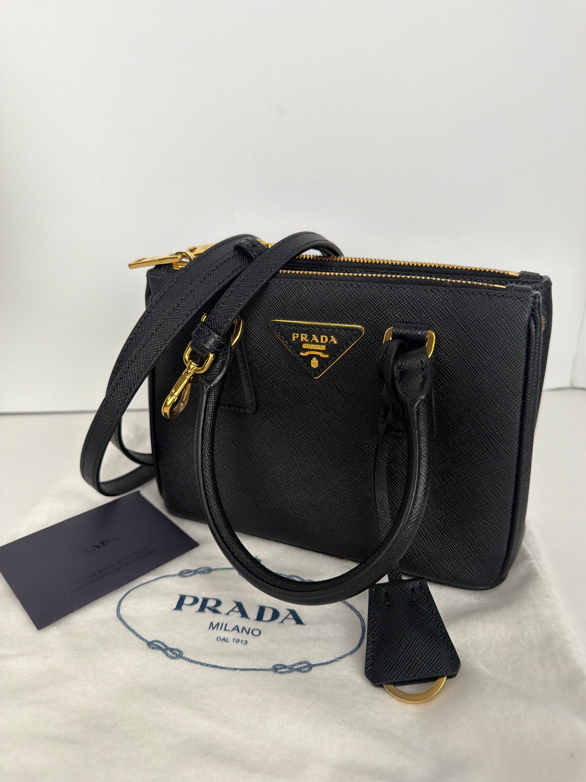 Prada Galleria Mini Top-Handle Bag in Black Saffiano Leather YK1