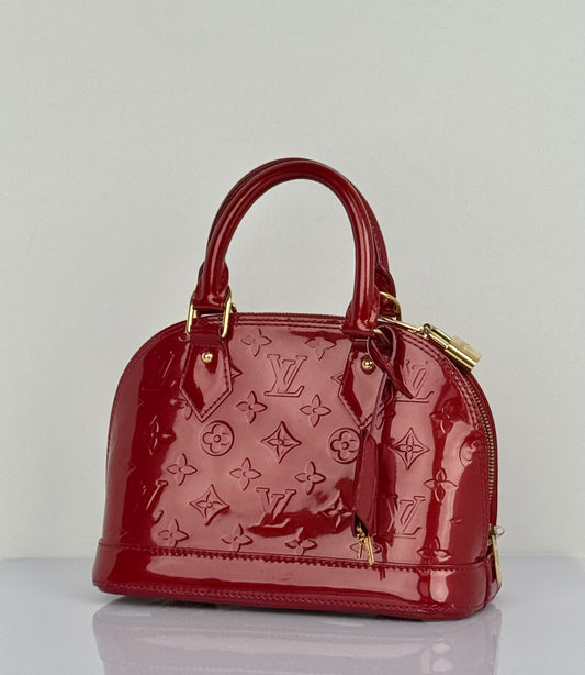 Louis Vuitton Alma BB Patent Leather Dark Red Bag