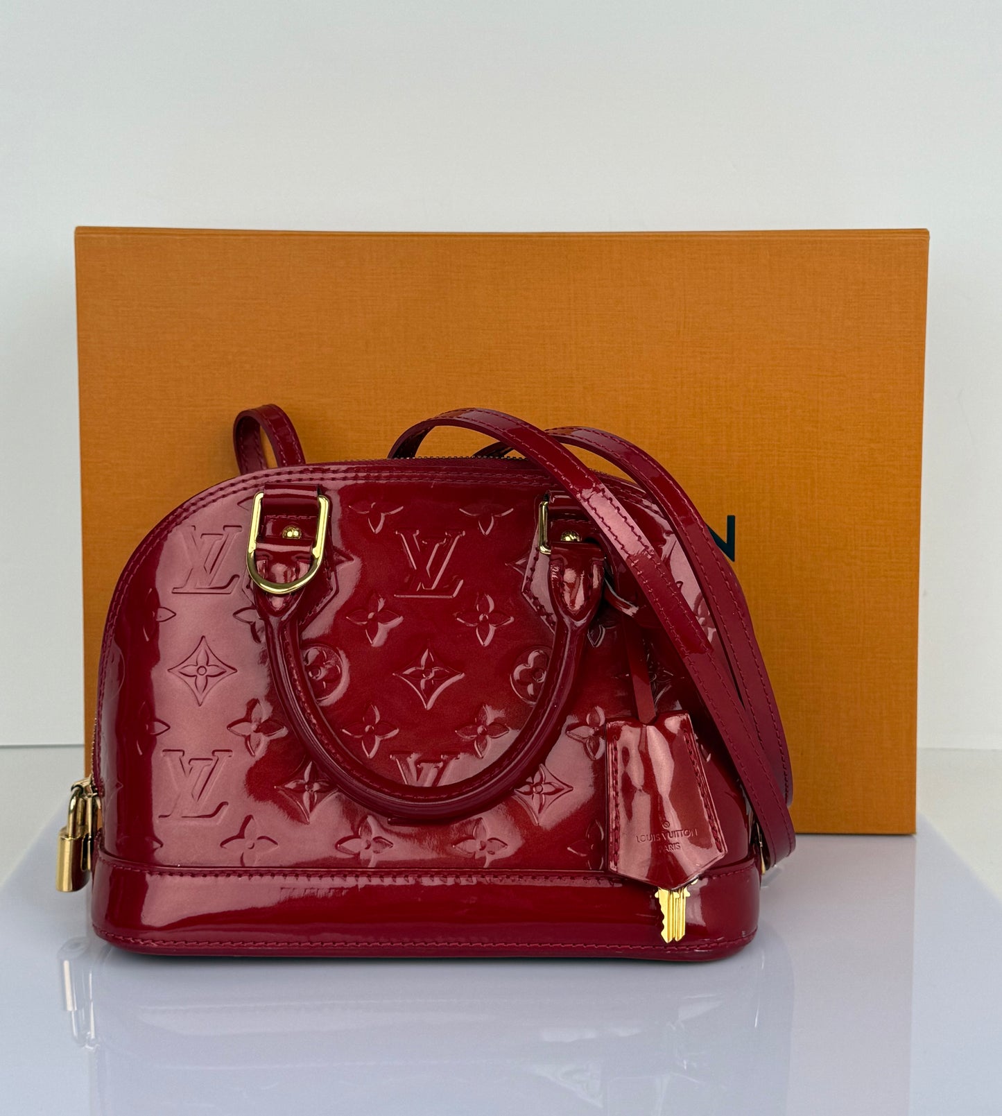 Louis Vuitton Alma BB Patent Leather Dark Red Bag