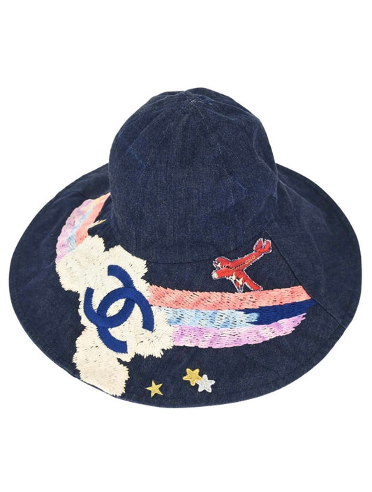 Chanel Denim Night Flight Embroidery Hat Size M