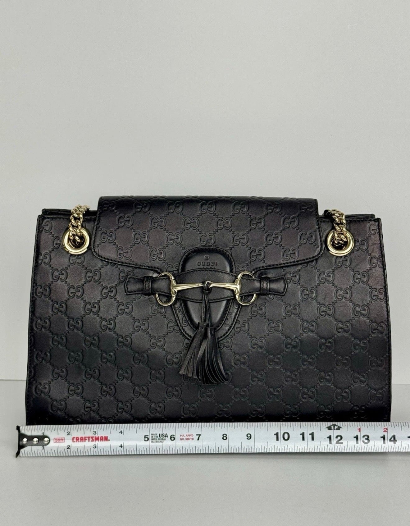 Gucci Emily Chain Shoulder Bag in Black Guccissima Leather C-8