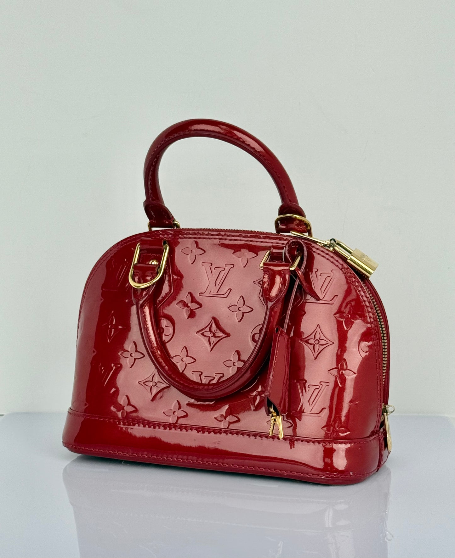 Louis Vuitton Alma BB Patent Leather Dark Red Bag