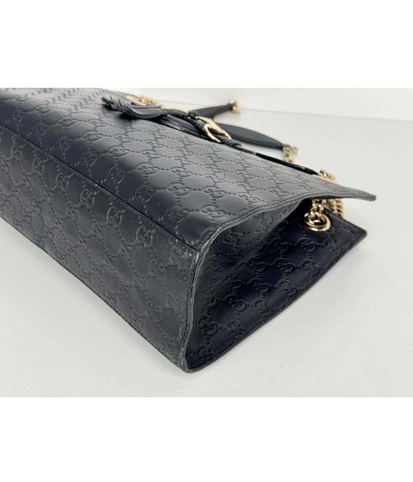 Gucci Emily Chain Shoulder Bag in Black Guccissima Leather C-8