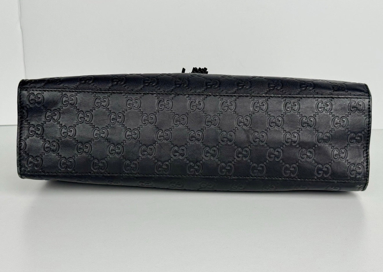 Gucci Emily Chain Shoulder Bag in Black Guccissima Leather C-8