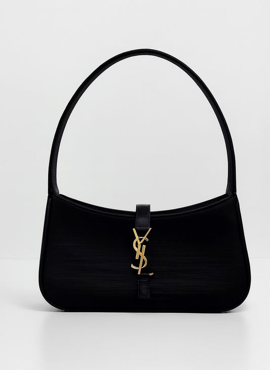Saint Laurent Le 5 A 7 Mini Hobo Bag Black Satin (3)