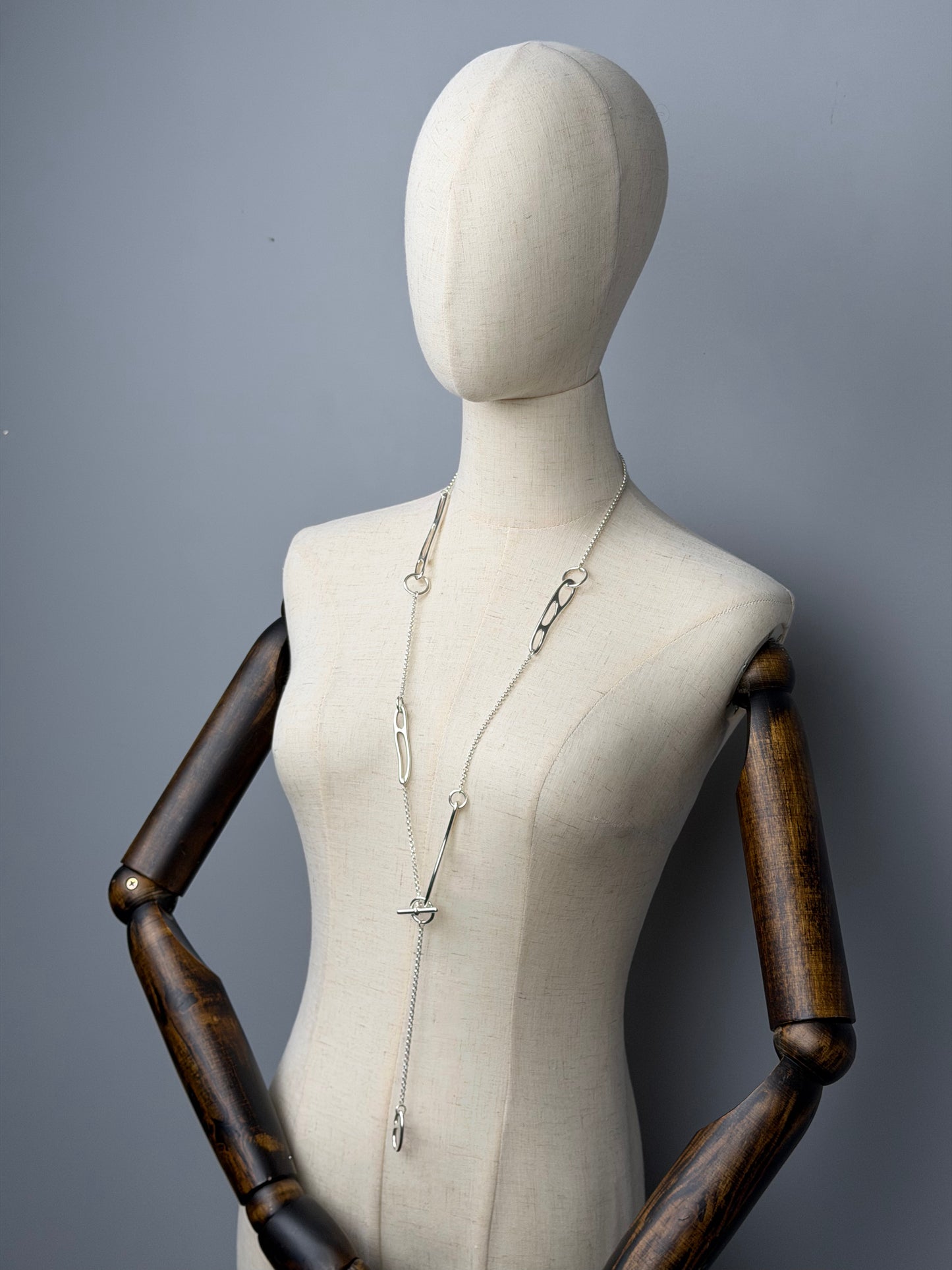 Hermes Chaine d'Ancre Punk Long Necklace in Sterling Silver