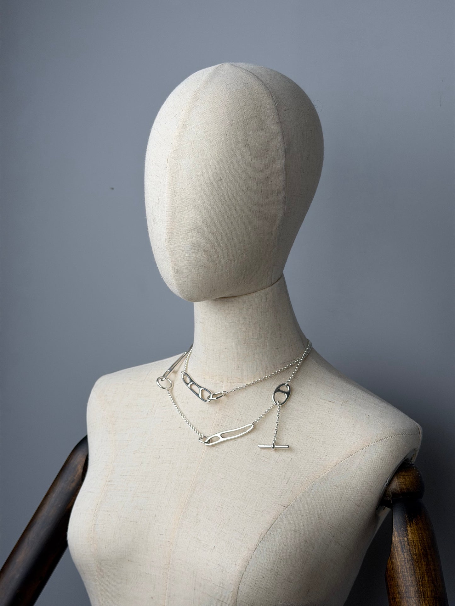 Hermes Chaine d'Ancre Punk Long Necklace in Sterling Silver