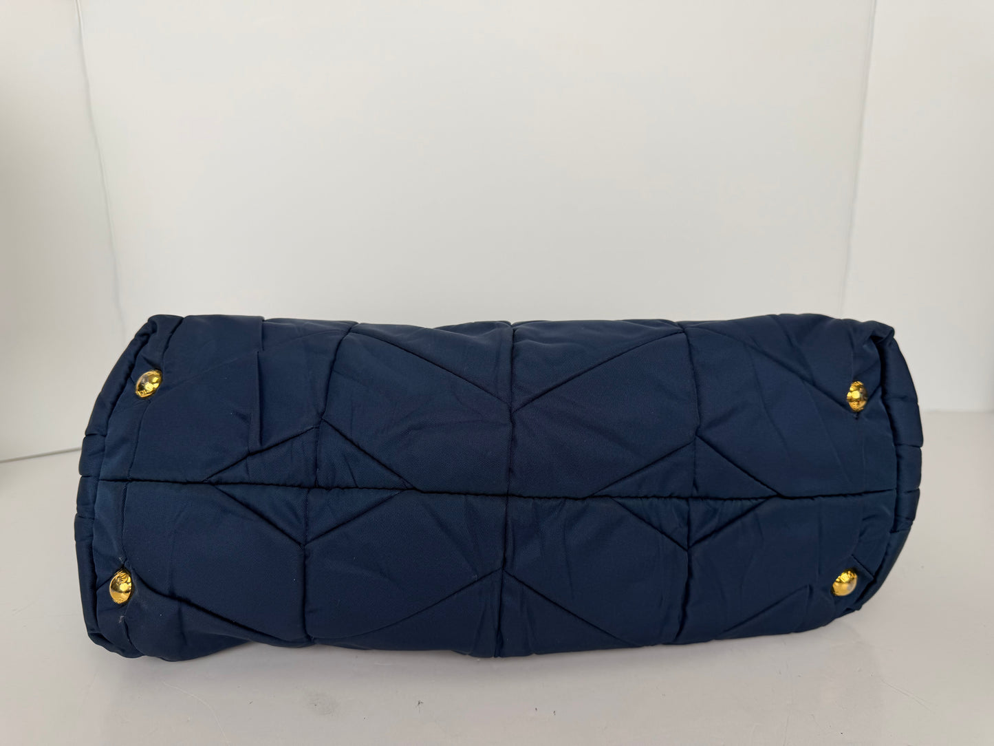 Prada Tessuto Impunturato Quilted Nylon Chain Tote in Navy