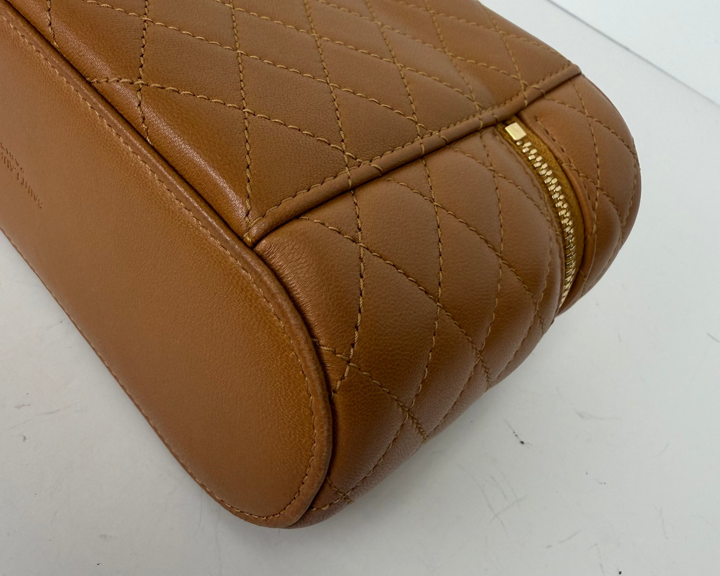 Saint Laurent Quilted Mini Gaby Vanity Case in Dark Toffee YS13