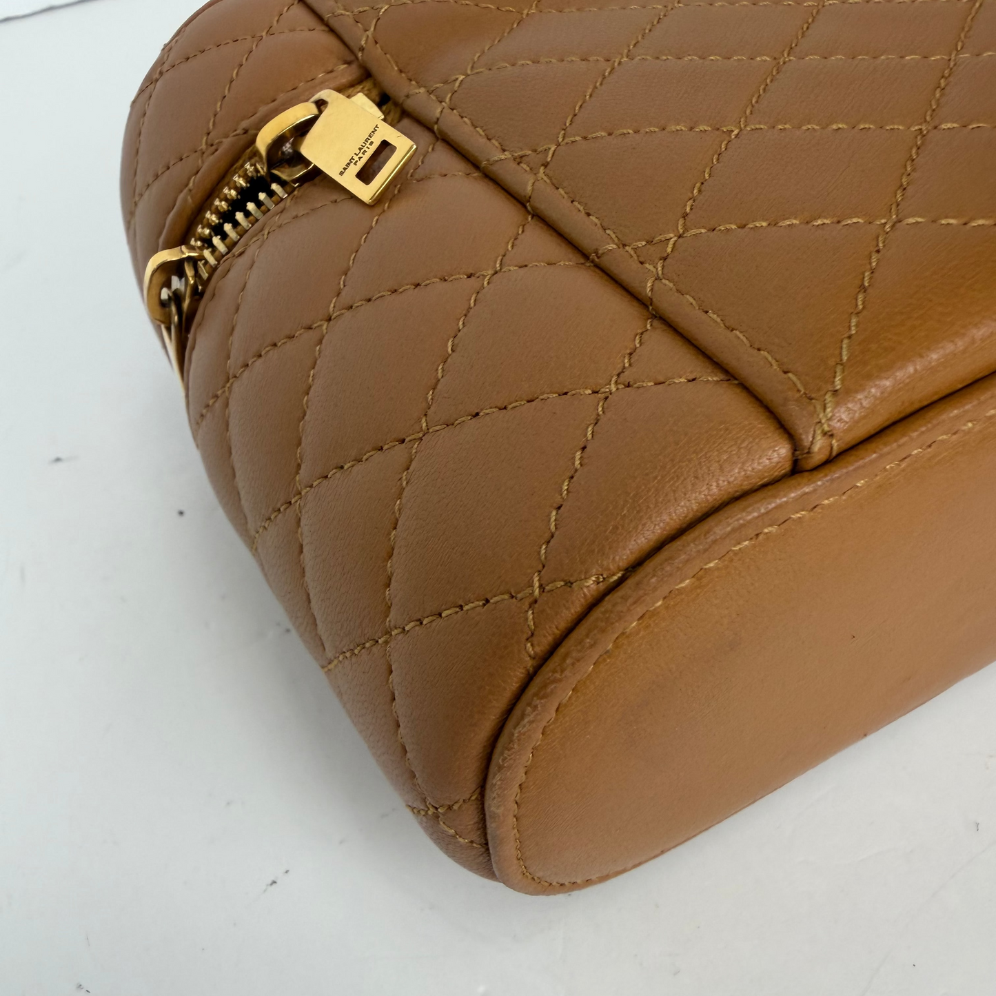 Saint Laurent Quilted Mini Gaby Vanity Case in Dark Toffee YS13