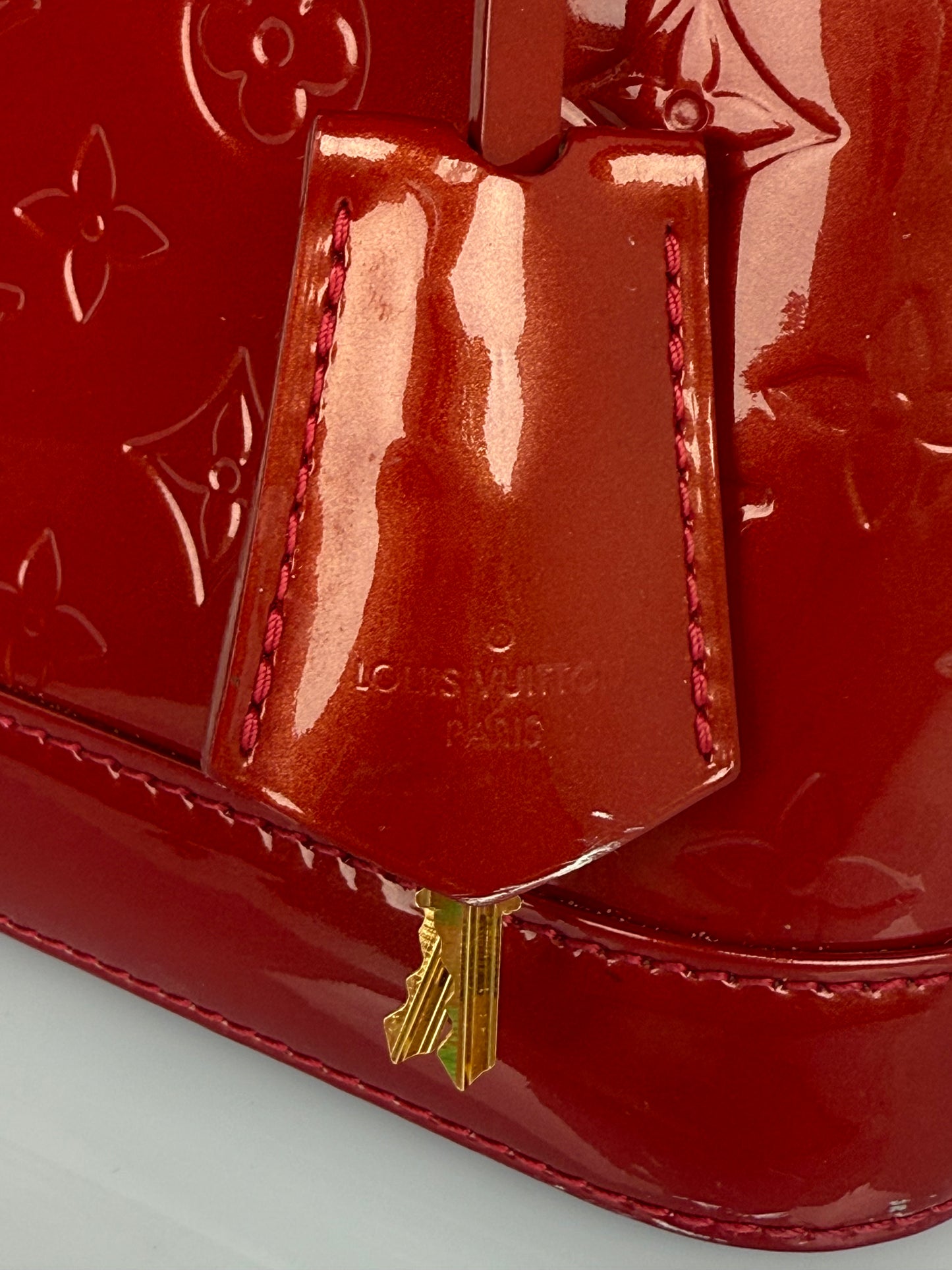 Louis Vuitton Alma BB Patent Leather Dark Red Bag