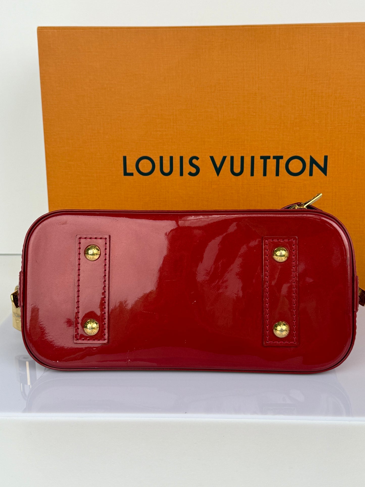Louis Vuitton Alma BB Patent Leather Dark Red Bag