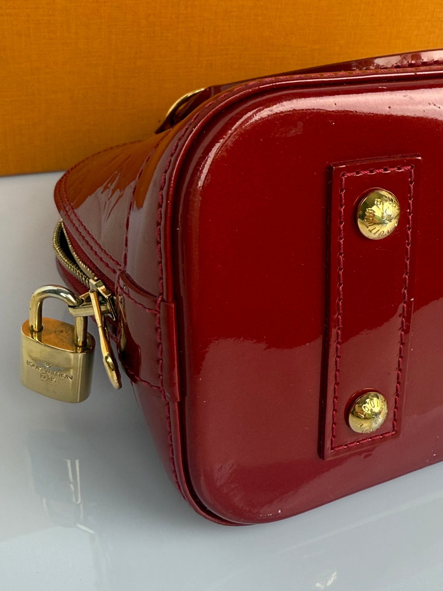 Louis Vuitton Alma BB Patent Leather Dark Red Bag