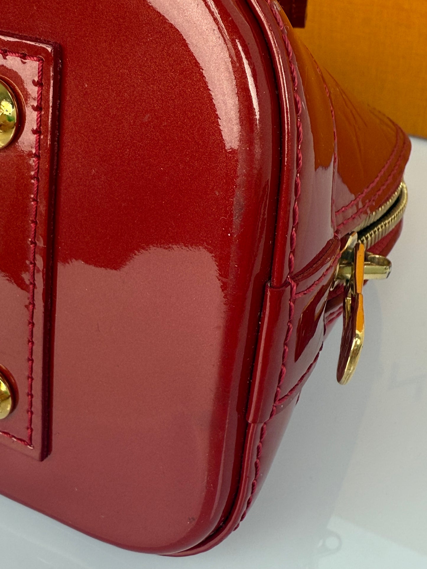 Louis Vuitton Alma BB Patent Leather Dark Red Bag