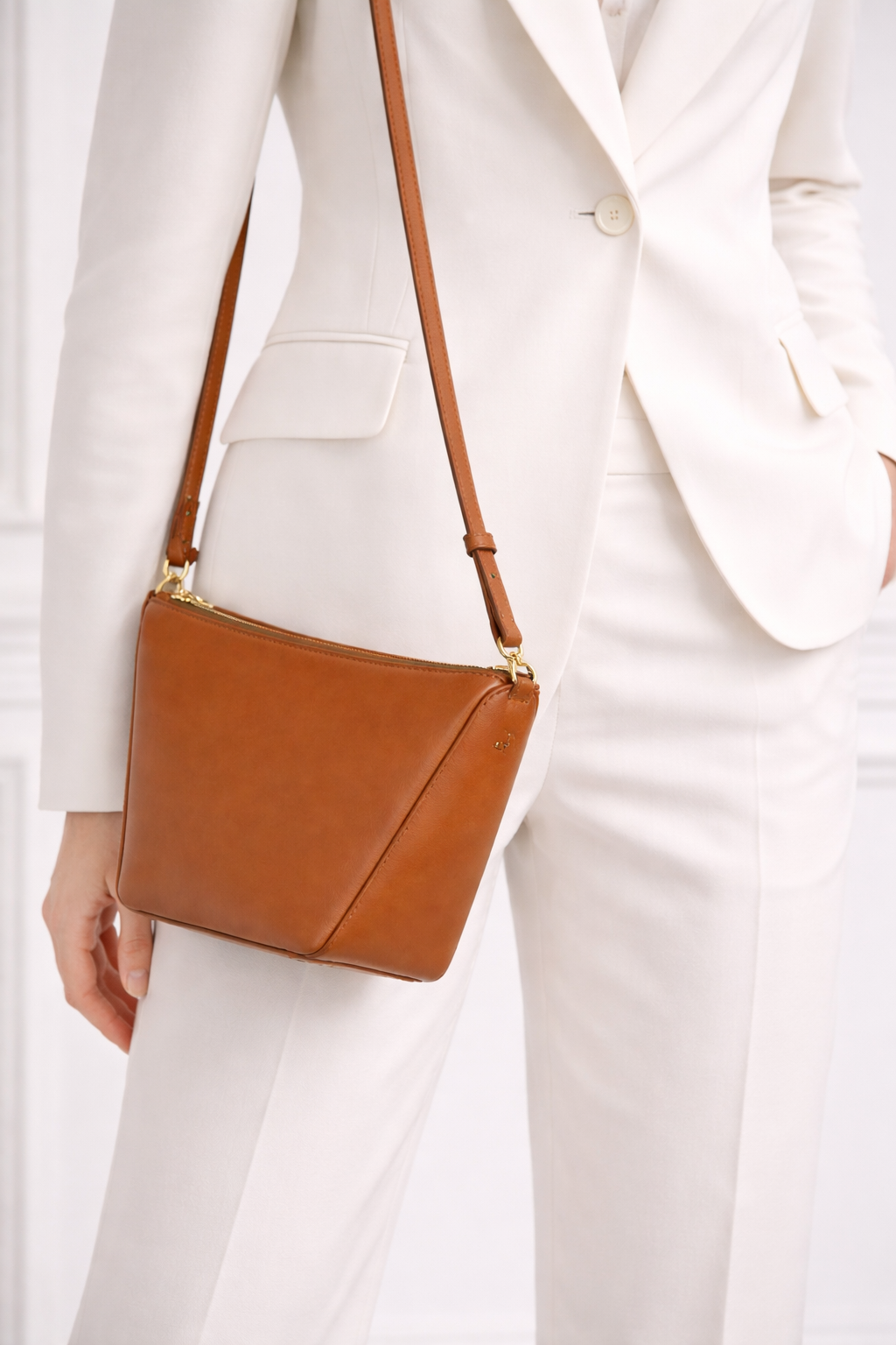 Loewe Mini Hammock Hobo Bag in Brown Leather with Gold Hardware E-3