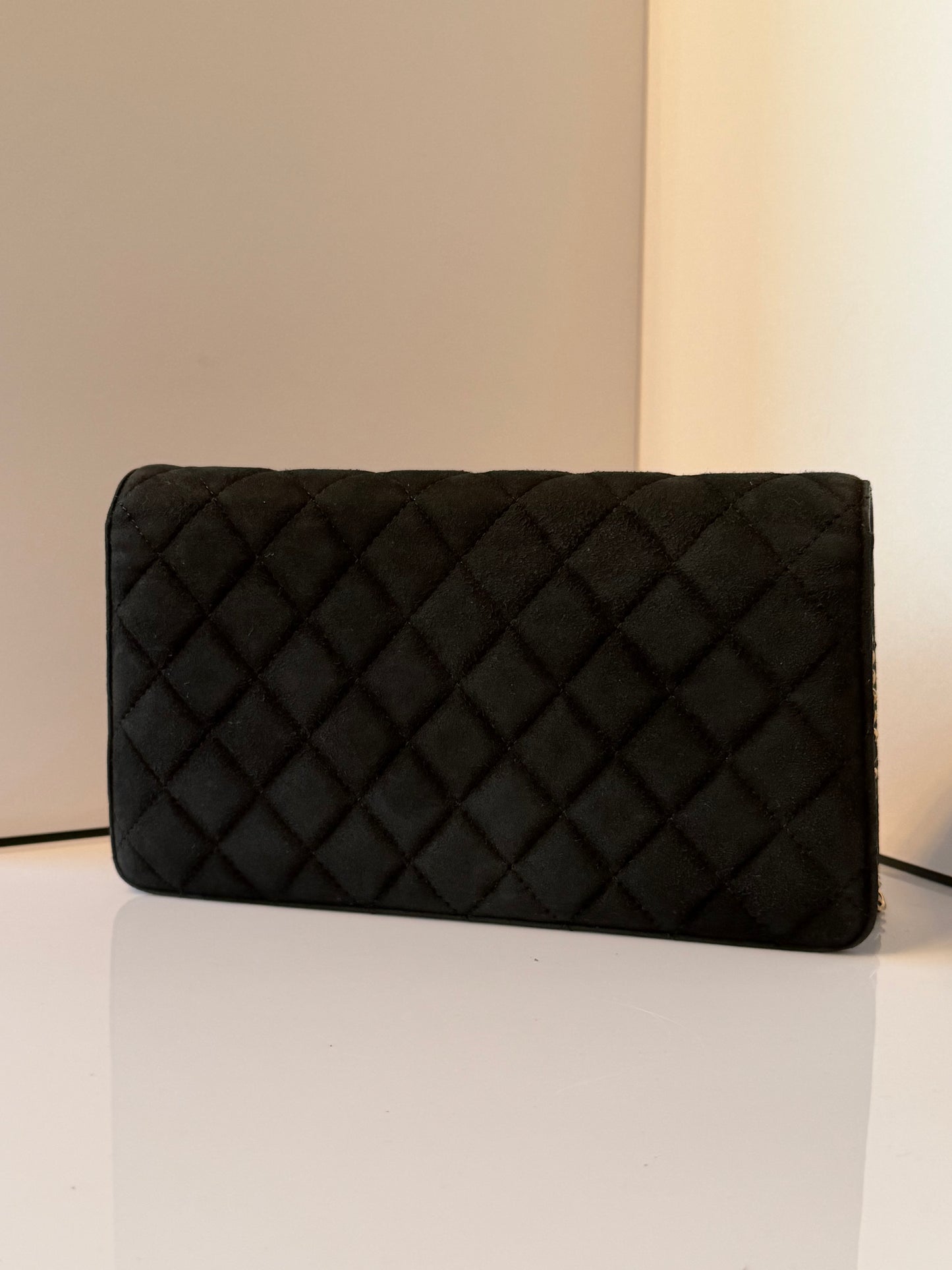 Chanel CC Chan Full Flap Quilted Suede Crystals & Pearls Shoulder Bag 2014