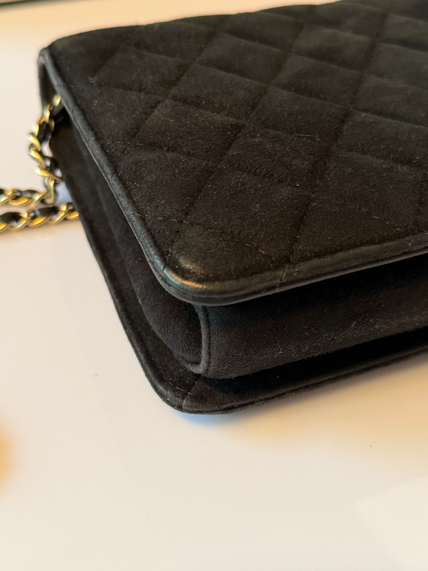 Chanel CC Chan Full Flap Quilted Suede Crystals & Pearls Shoulder Bag 2014