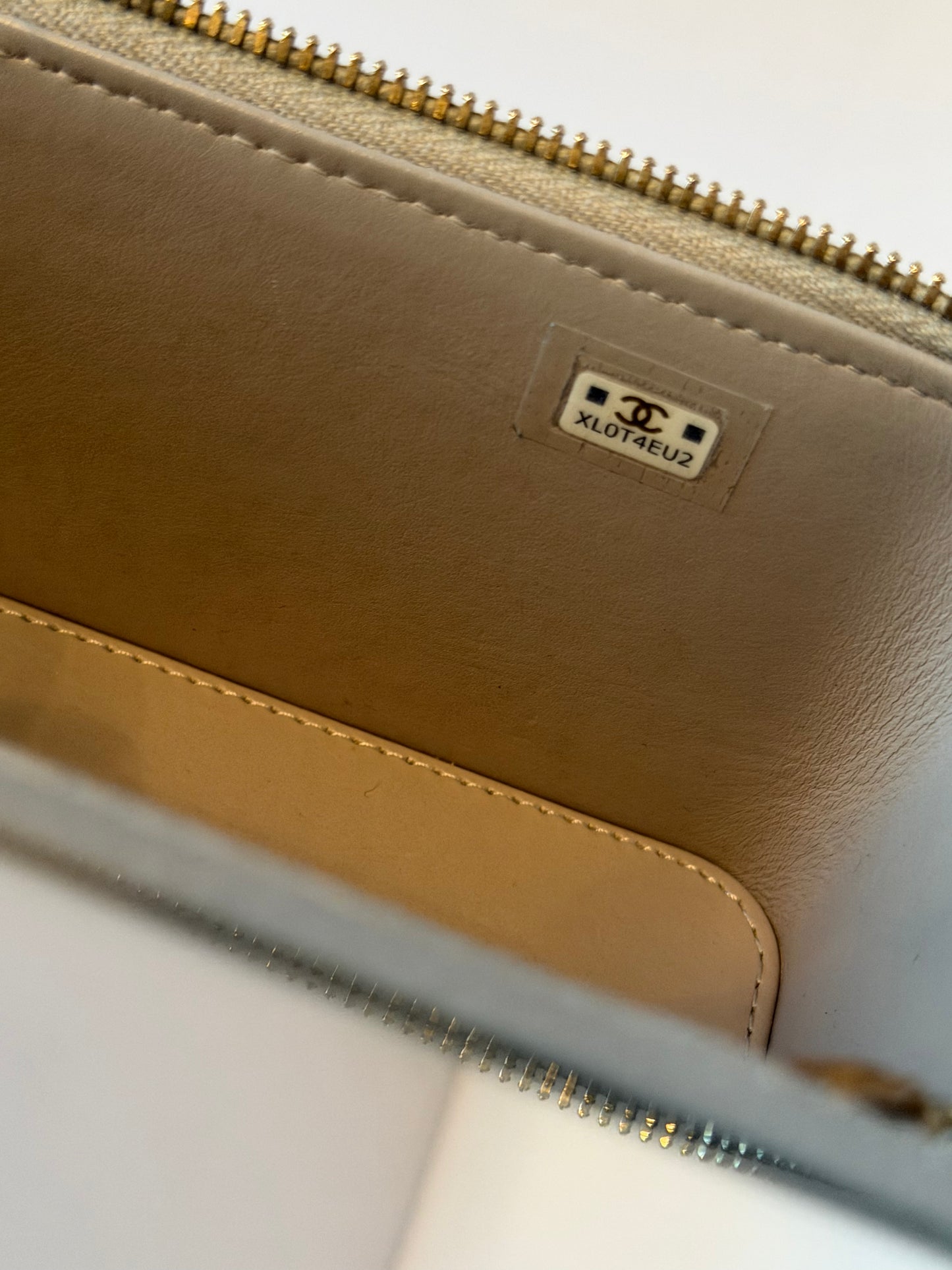 Chanel Calfskin Vanity Case Shoulder Bag Grey Calfskin