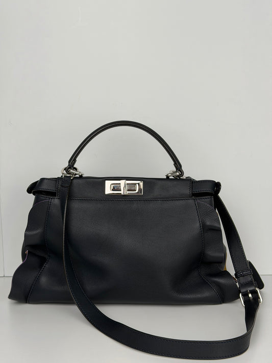 Fendi Peakaboo Wave Handbag Leather Blue