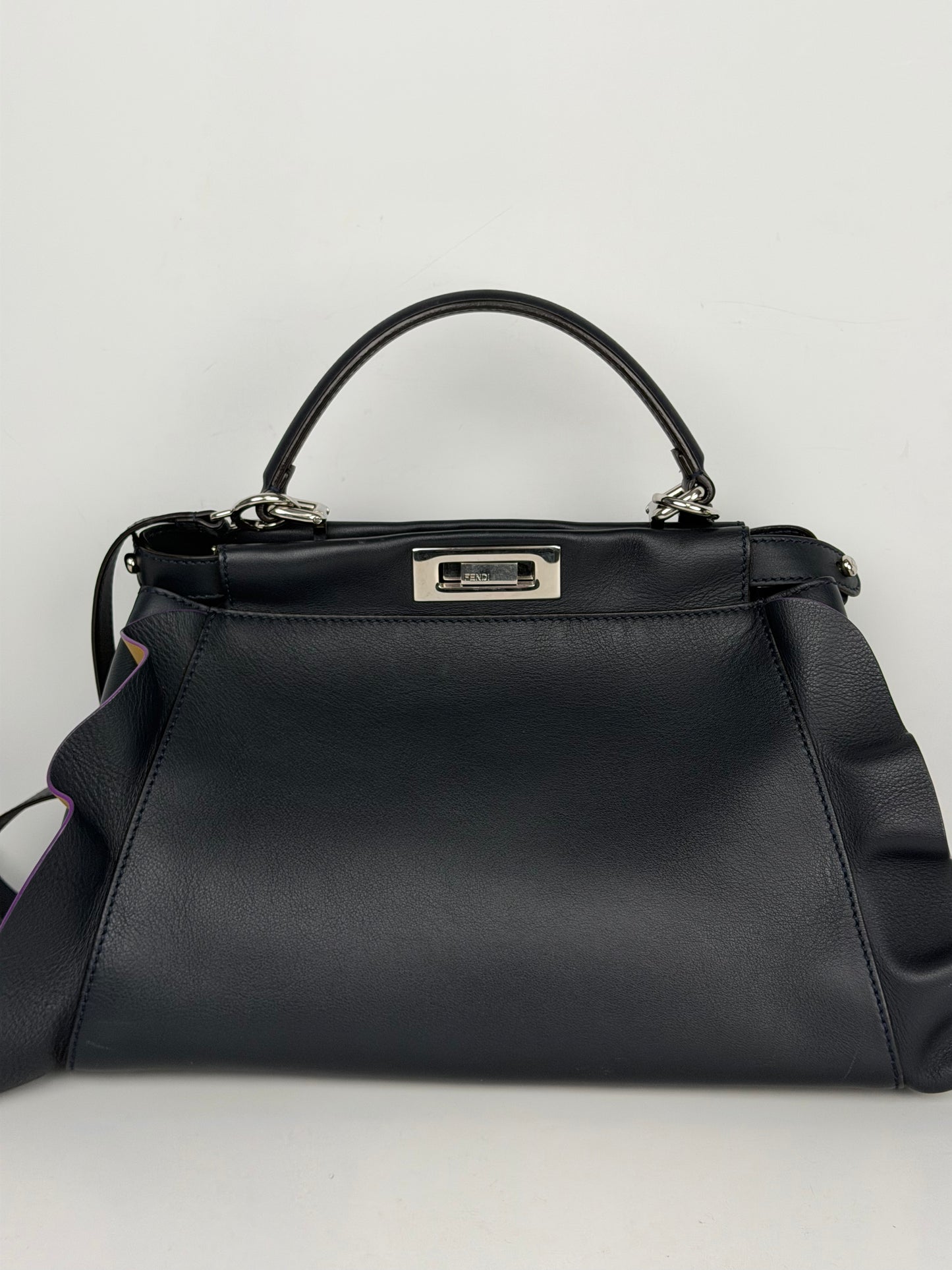 Fendi Peakaboo Wave Handbag Leather Blue