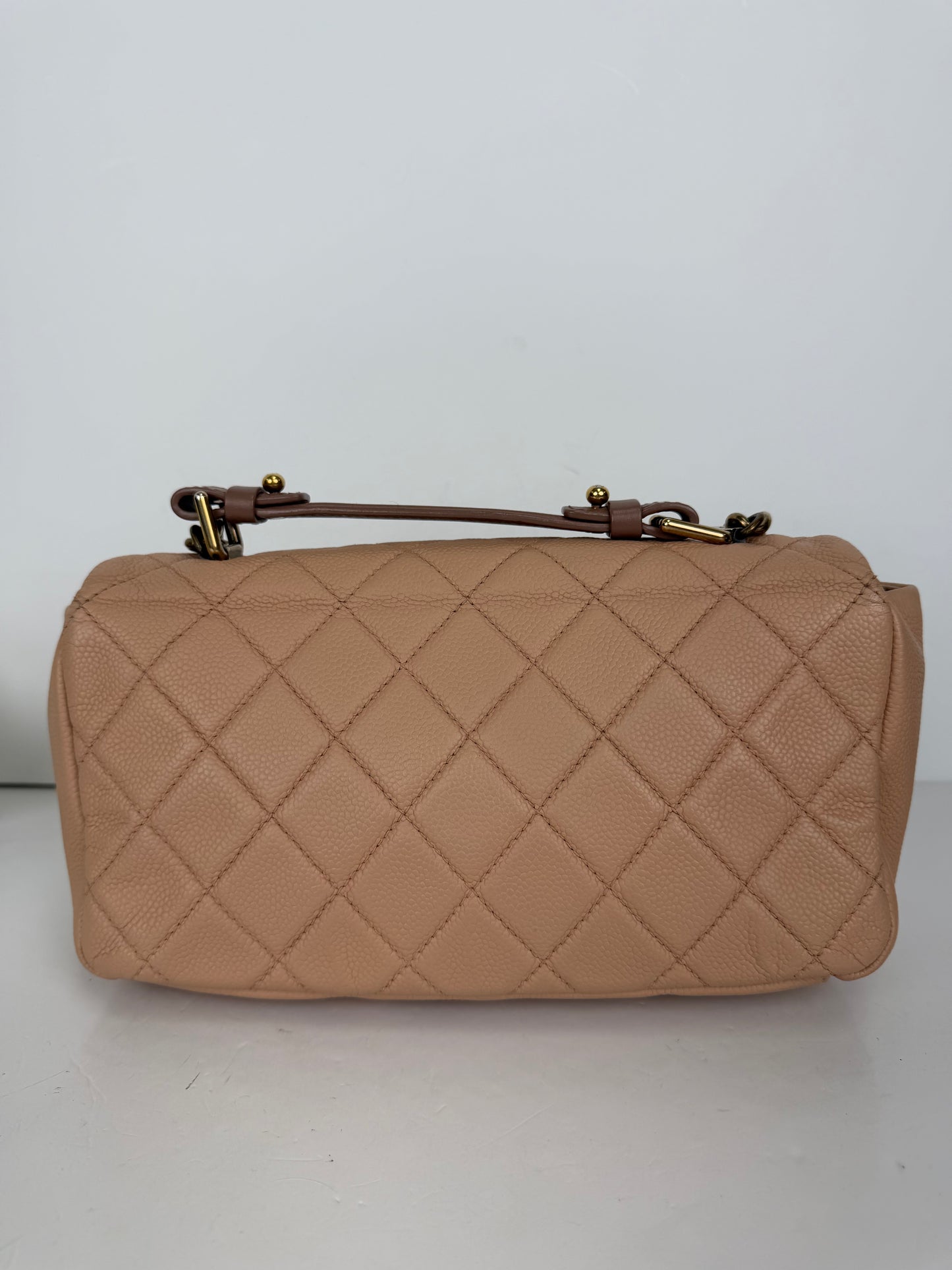 Chanel Trapezio Flap Bag in Quilted Beige Leather 2012-2013 YF1