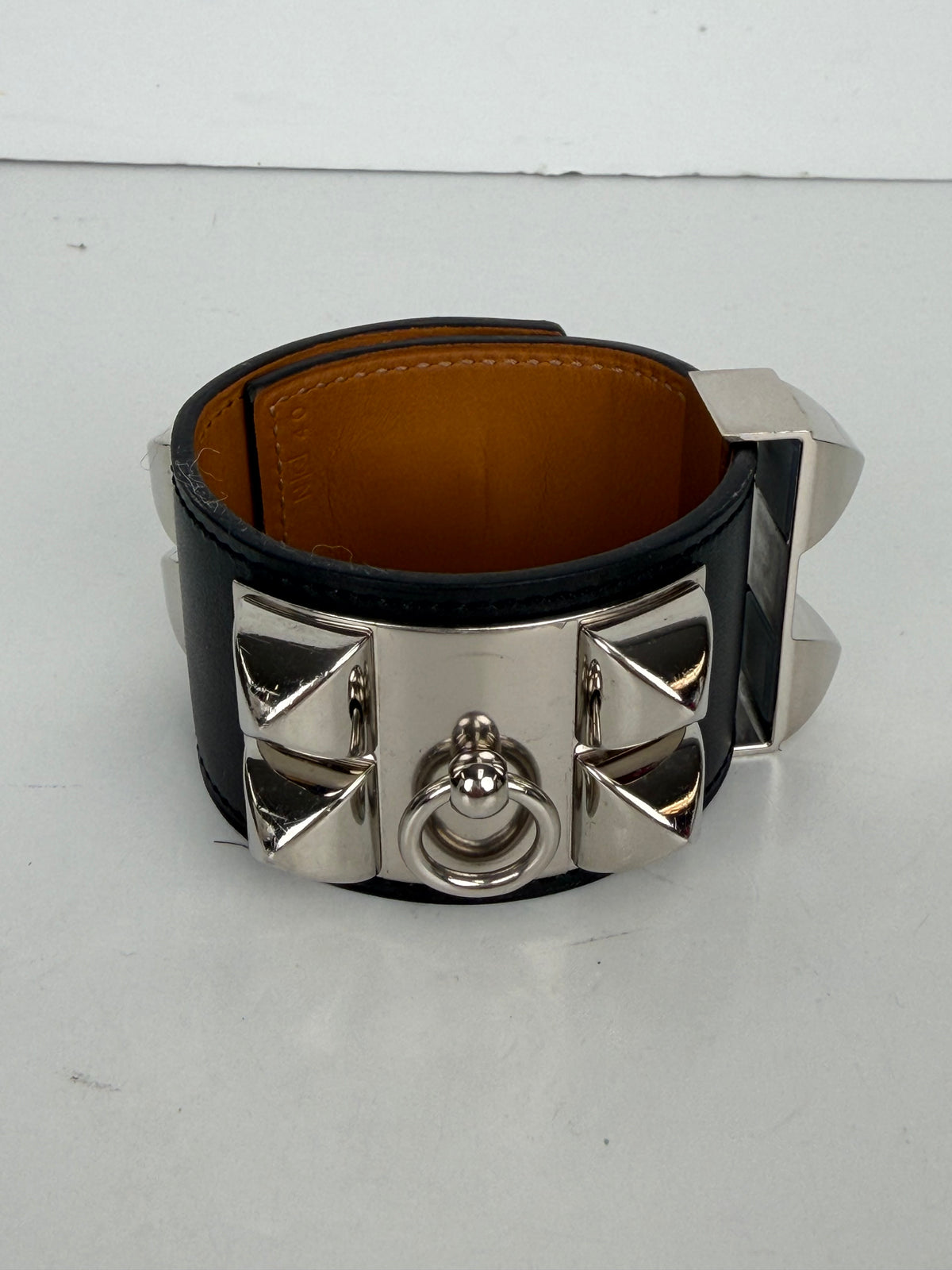 Hermes Collier de Chien Bracelet Vintage with Studs in Black Leather 2003 YK4
