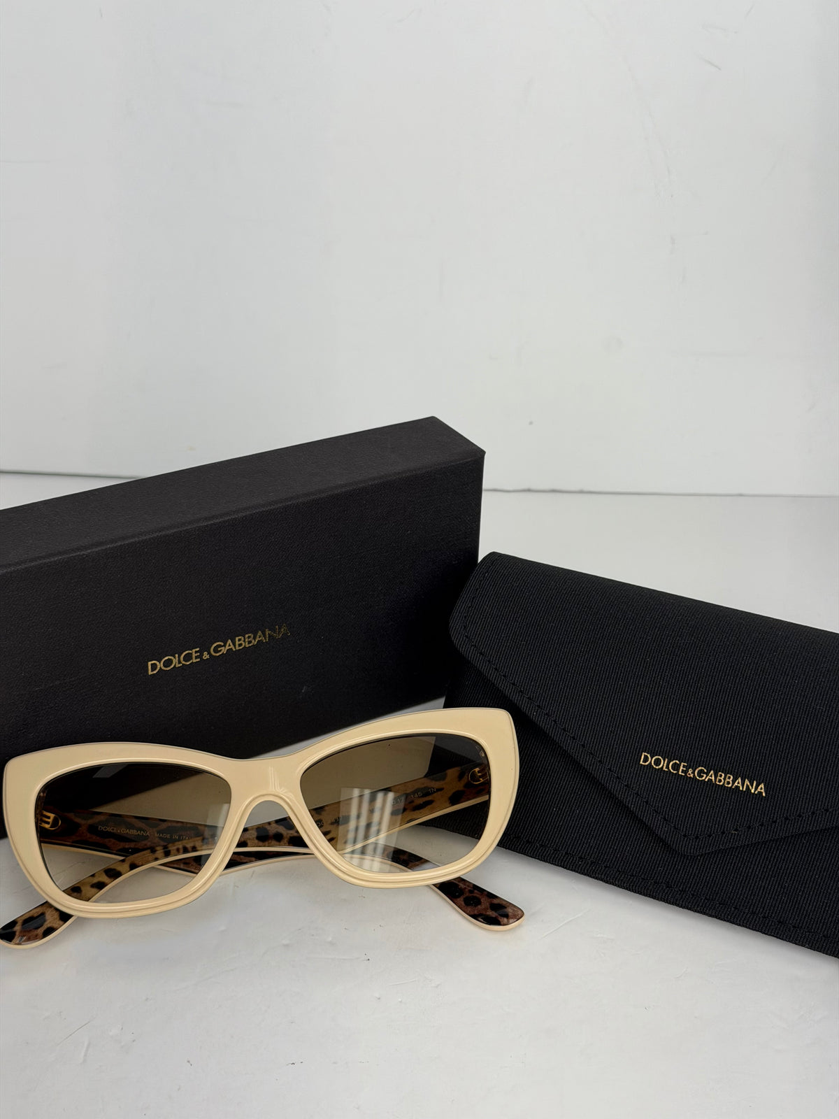 Dolce & Gabbana DG4417 Cat-Eye Sunglasses in Beige Frame with Brown Gradient Lenses YK4