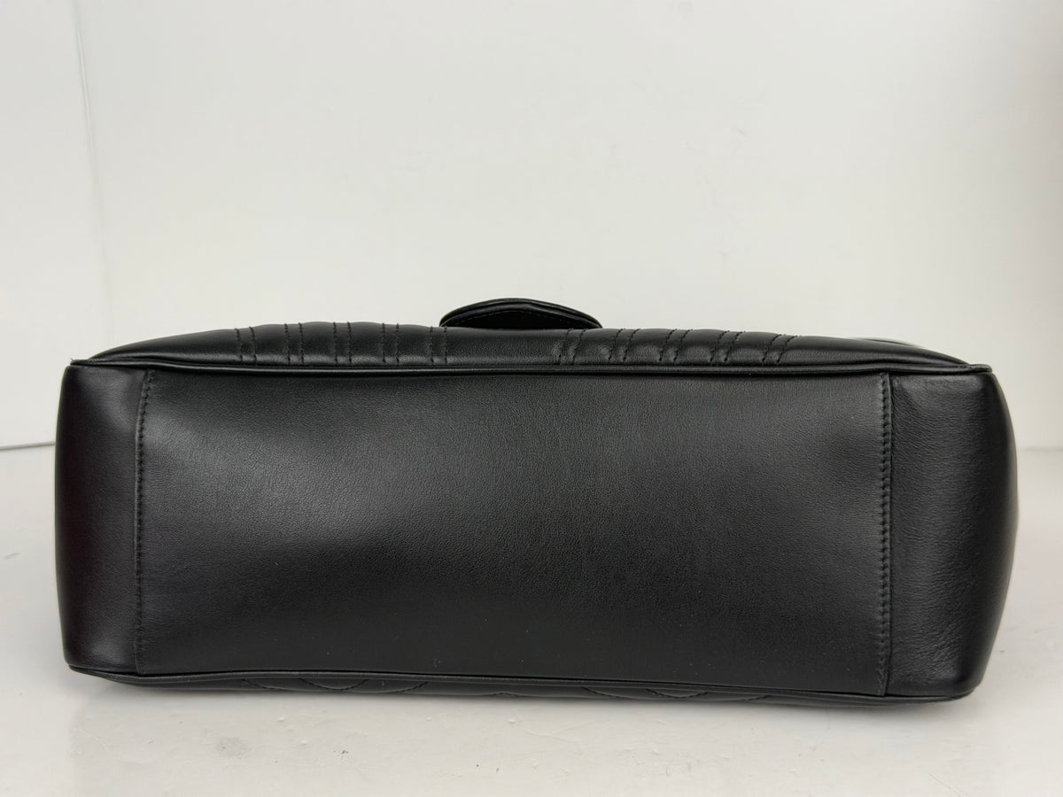 Gucci GG Marmont Top Handle Flap Bag Medium in Black Quilted Leather YS18