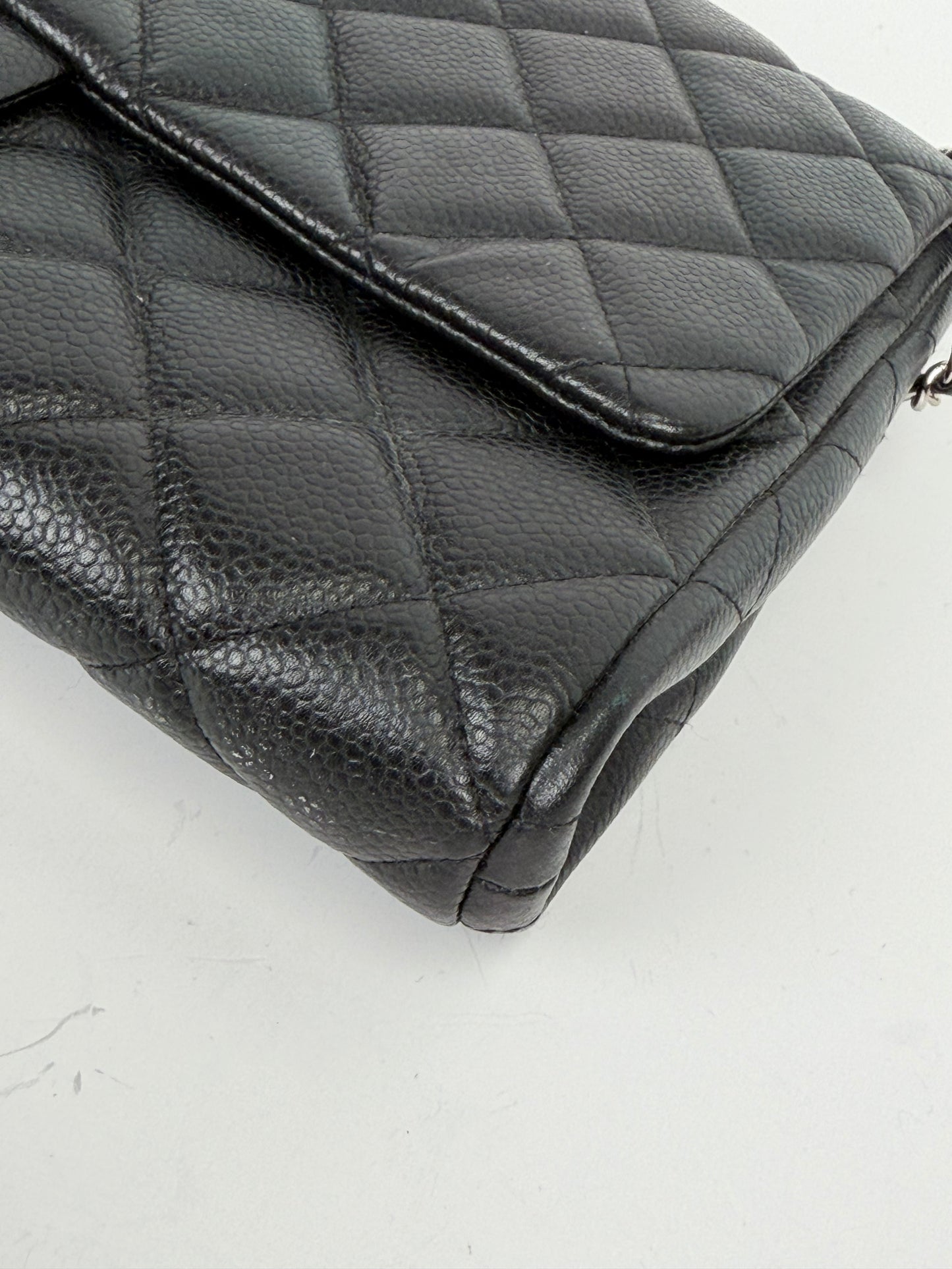 Chanel Black Caviar Quilted Wallet on Chain YC3