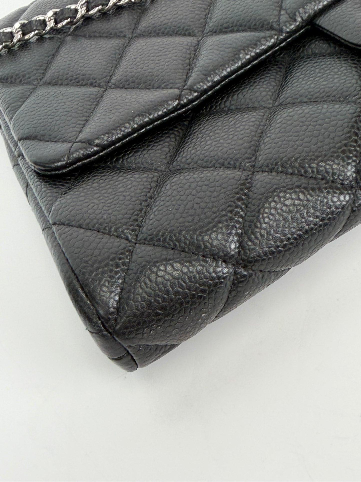 Chanel Black Caviar Quilted Wallet on Chain YC3