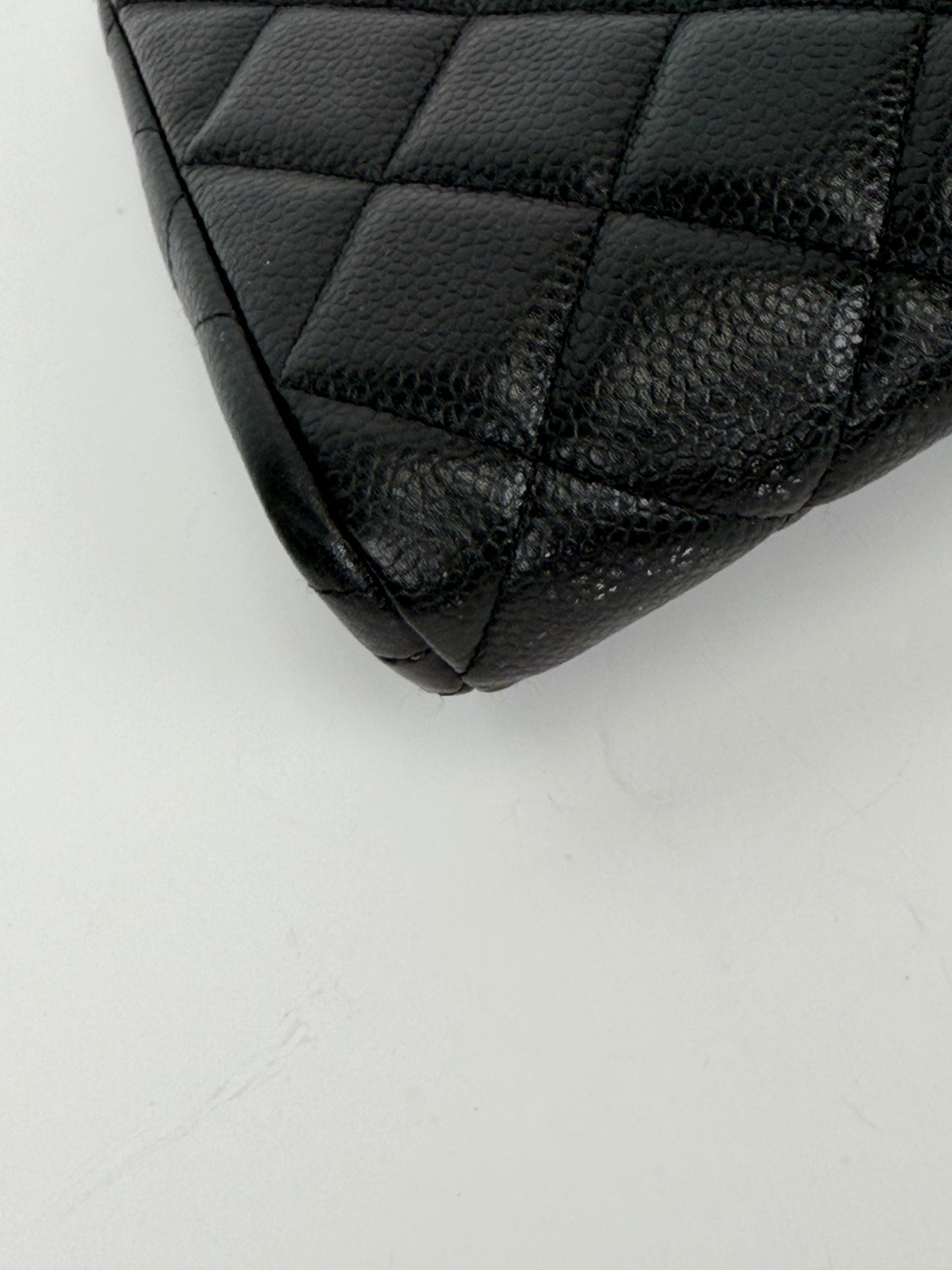 Chanel Black Caviar Quilted Wallet on Chain YC3