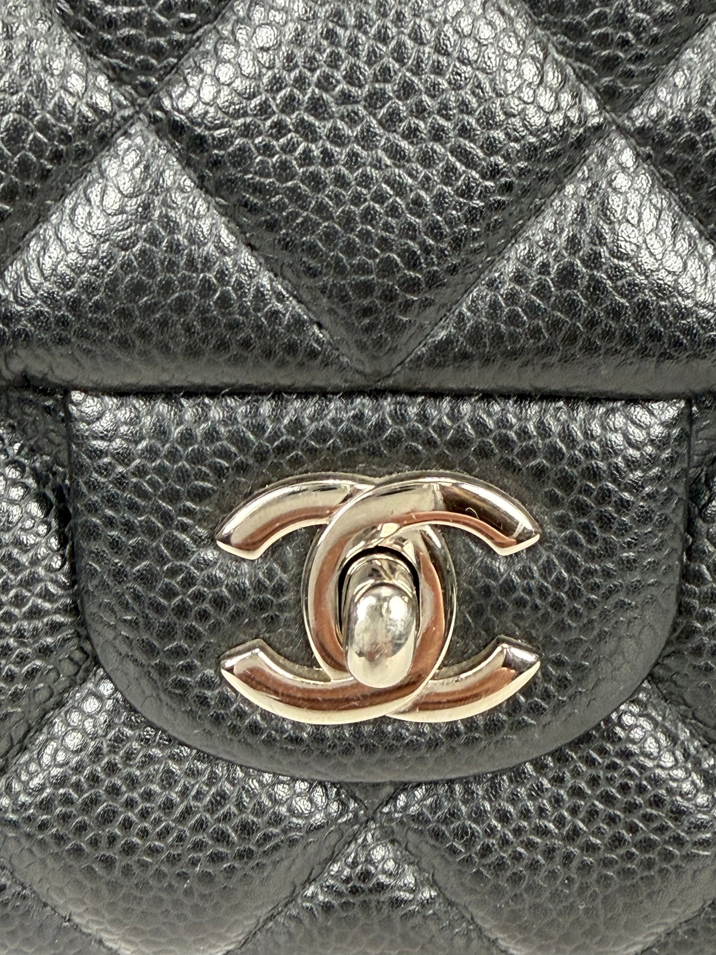 Chanel Black Caviar Quilted Wallet on Chain YC3