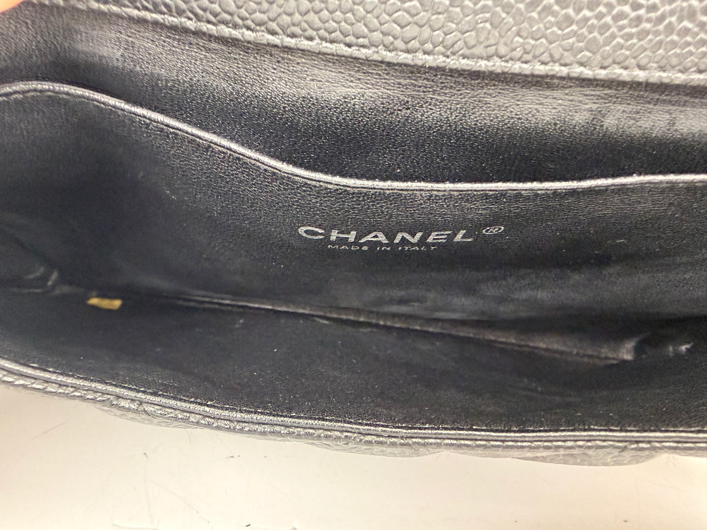 Chanel Black Caviar Quilted Wallet on Chain YC3