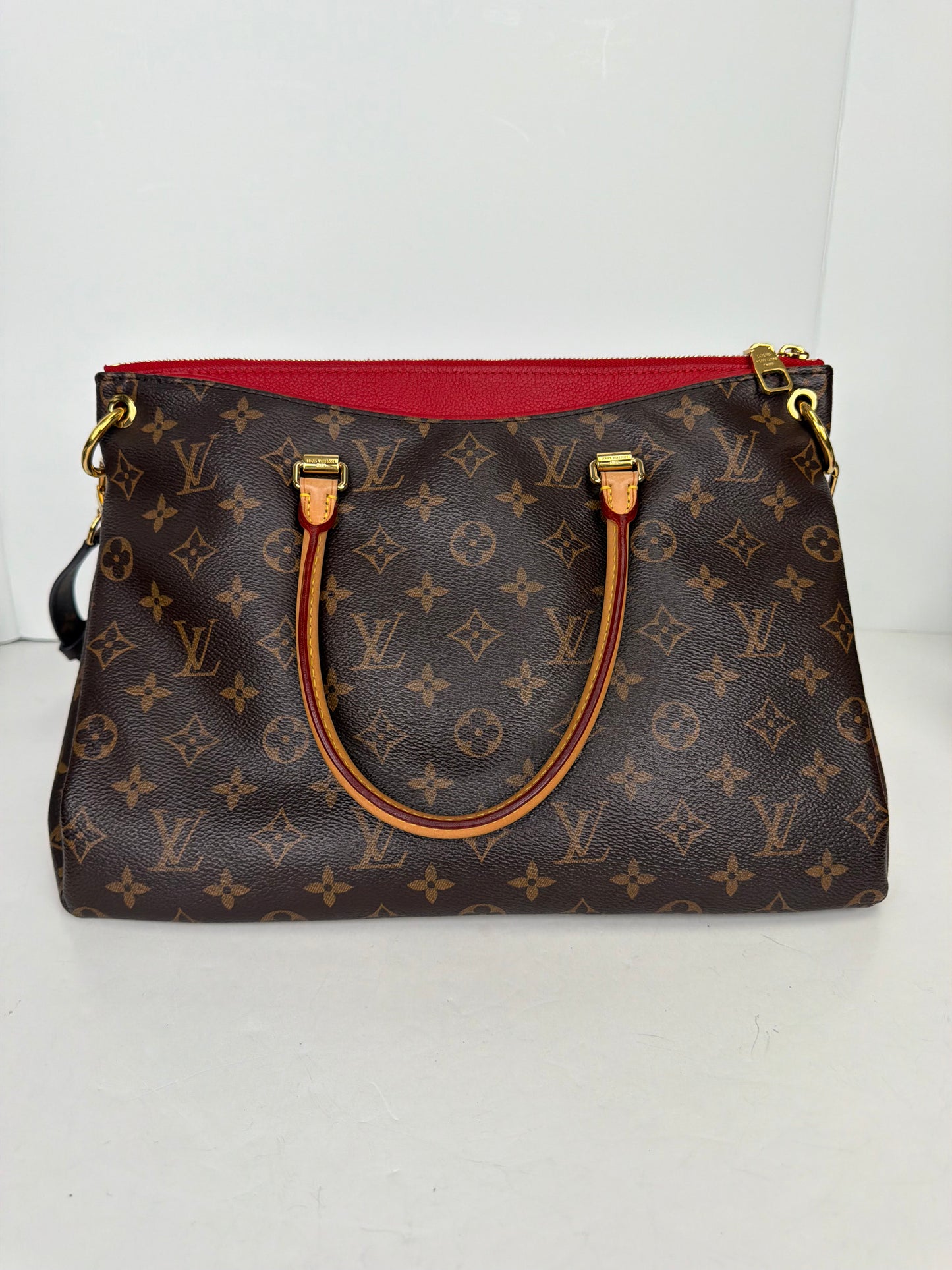 Louis Vuitton Monogram Pallas MM Tote Bag in Cerise Red Leather YC1 L10