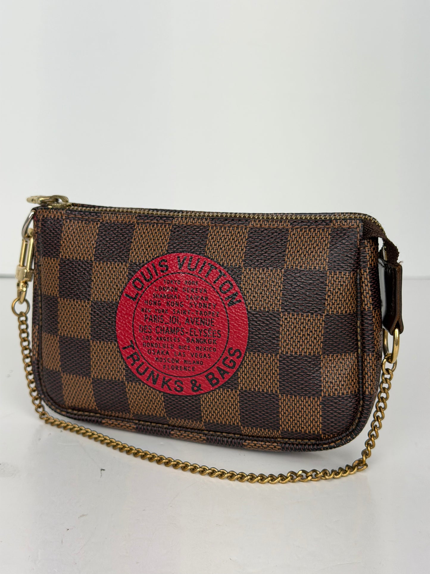Louis Vuitton Damier Ebene Complice Trunks & Bags Mini Pochette Accessoires Red 2009 YLV