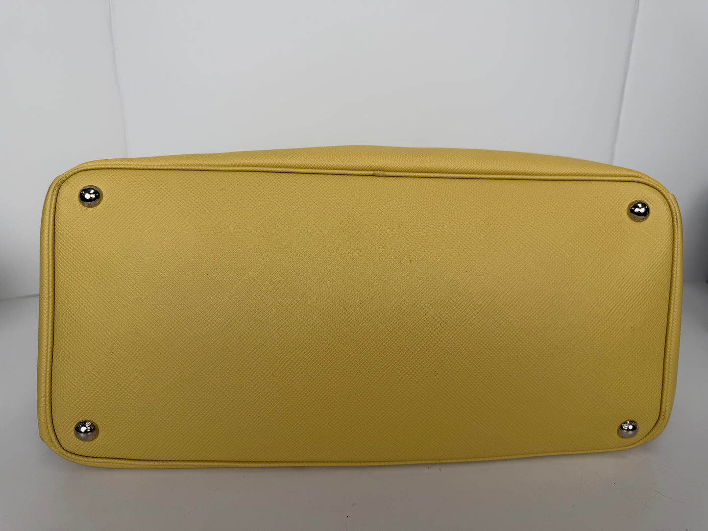 Prada Saffiano Cuir Large Double Tote Bag in Yellow Saffiano Cuir Leather YU2
