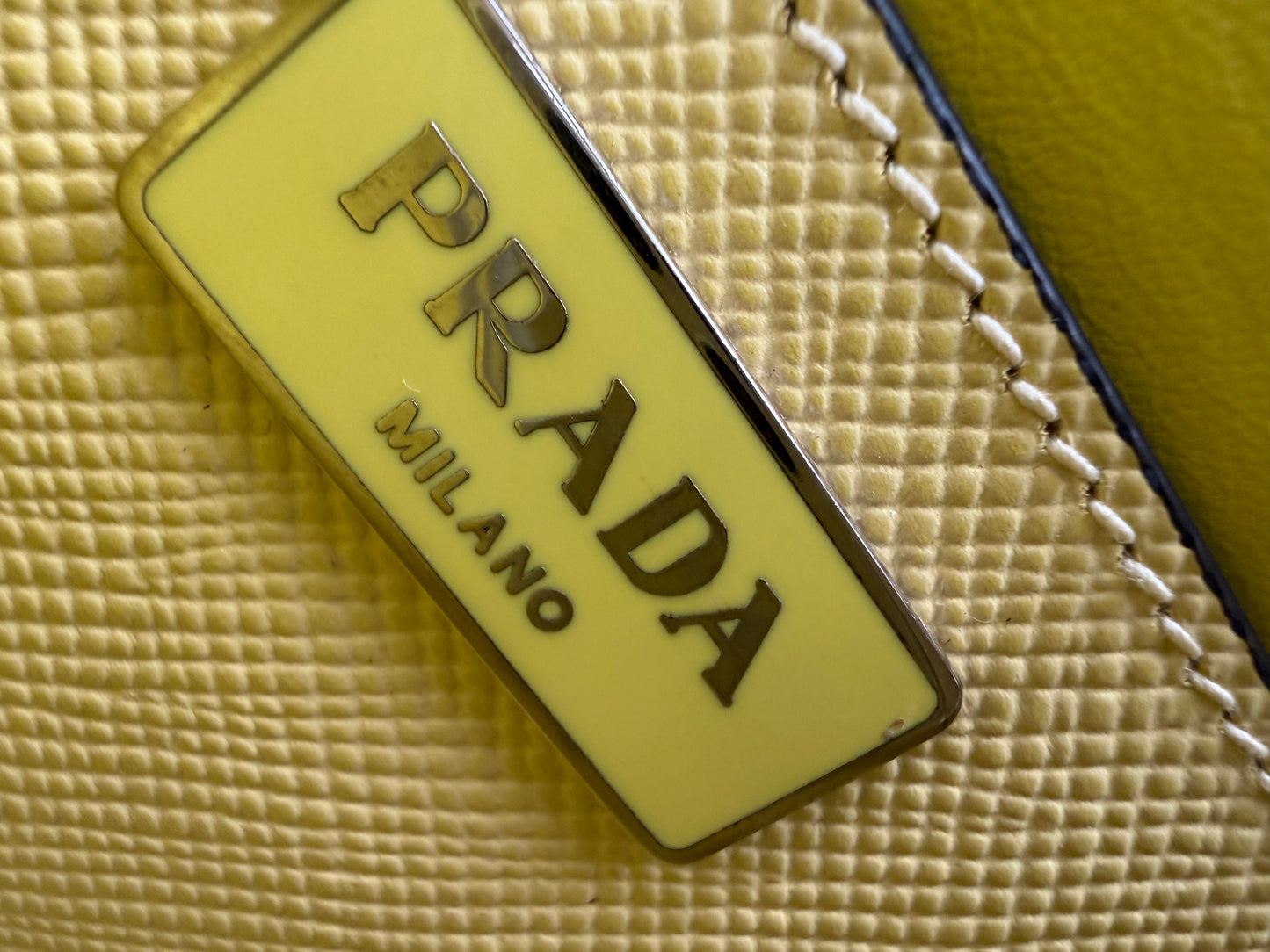 Prada Saffiano Cuir Large Double Tote Bag in Yellow Saffiano Cuir Leather YU2