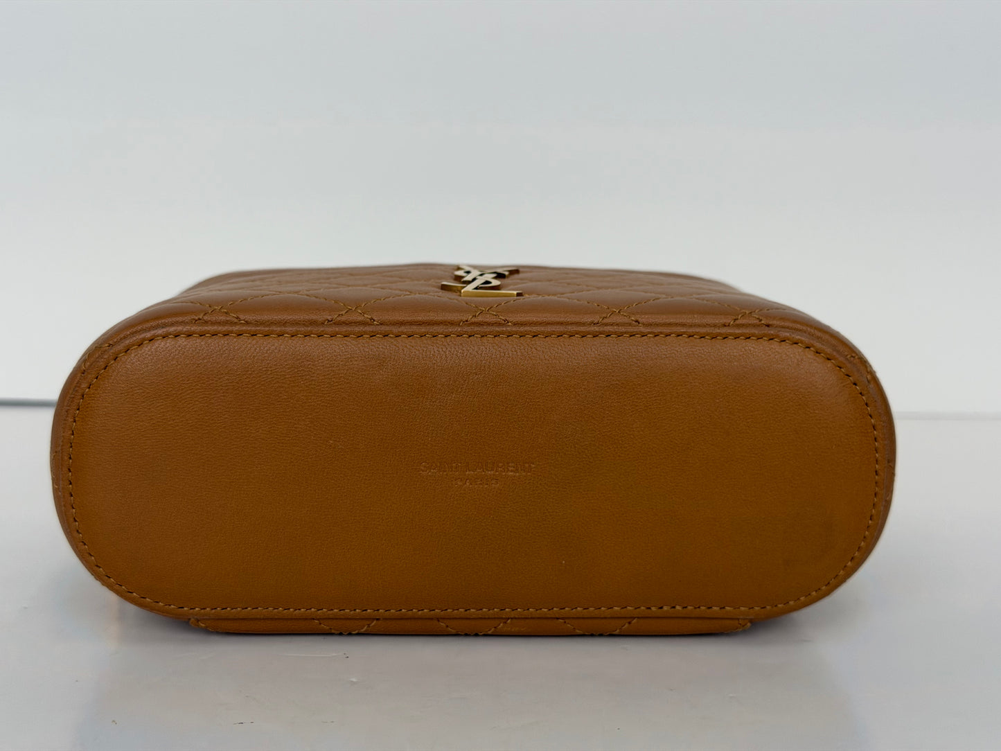 Saint Laurent Quilted Mini Gaby Vanity Case in Dark Toffee YS13