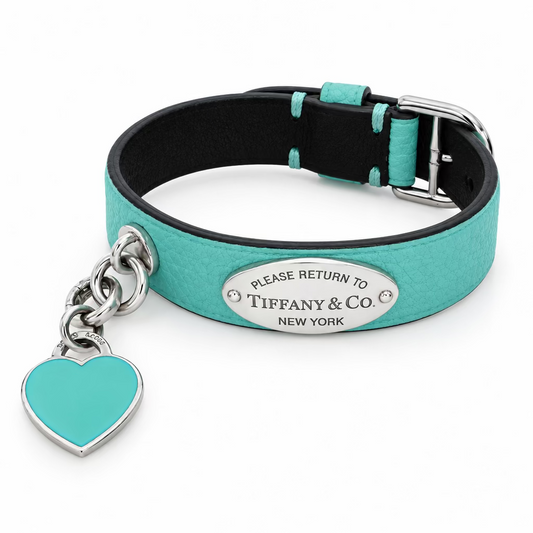 Tiffany & Co. Return to Tiffany Leather Heart Tag Bracelet in Tiffany Blue YK2