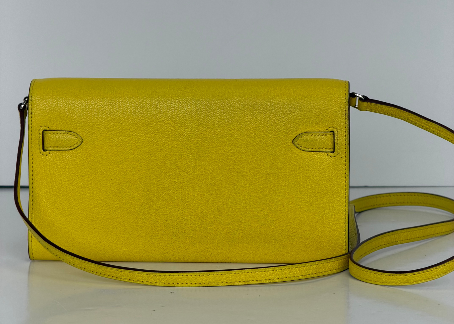 Hermes Chevre Mysore Kelly Wallet To Go in Lime YF2