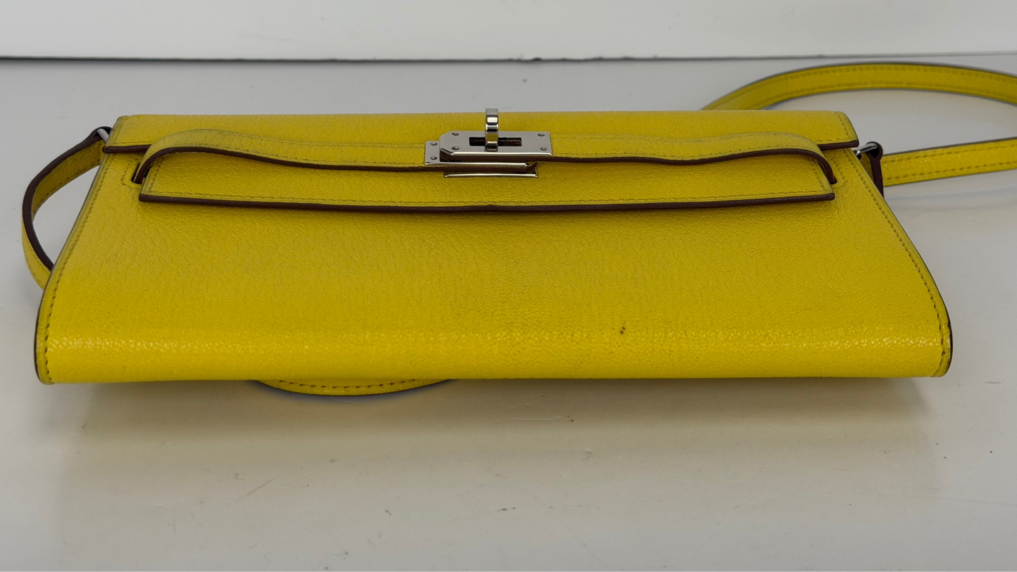 Hermes Chevre Mysore Kelly Wallet To Go in Lime YF2