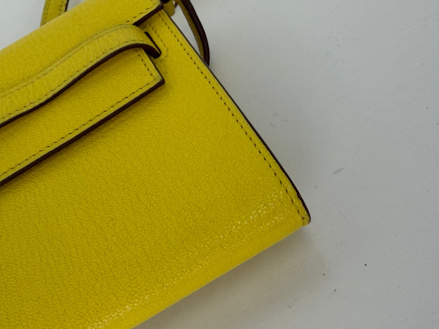 Hermes Chevre Mysore Kelly Wallet To Go in Lime YF2