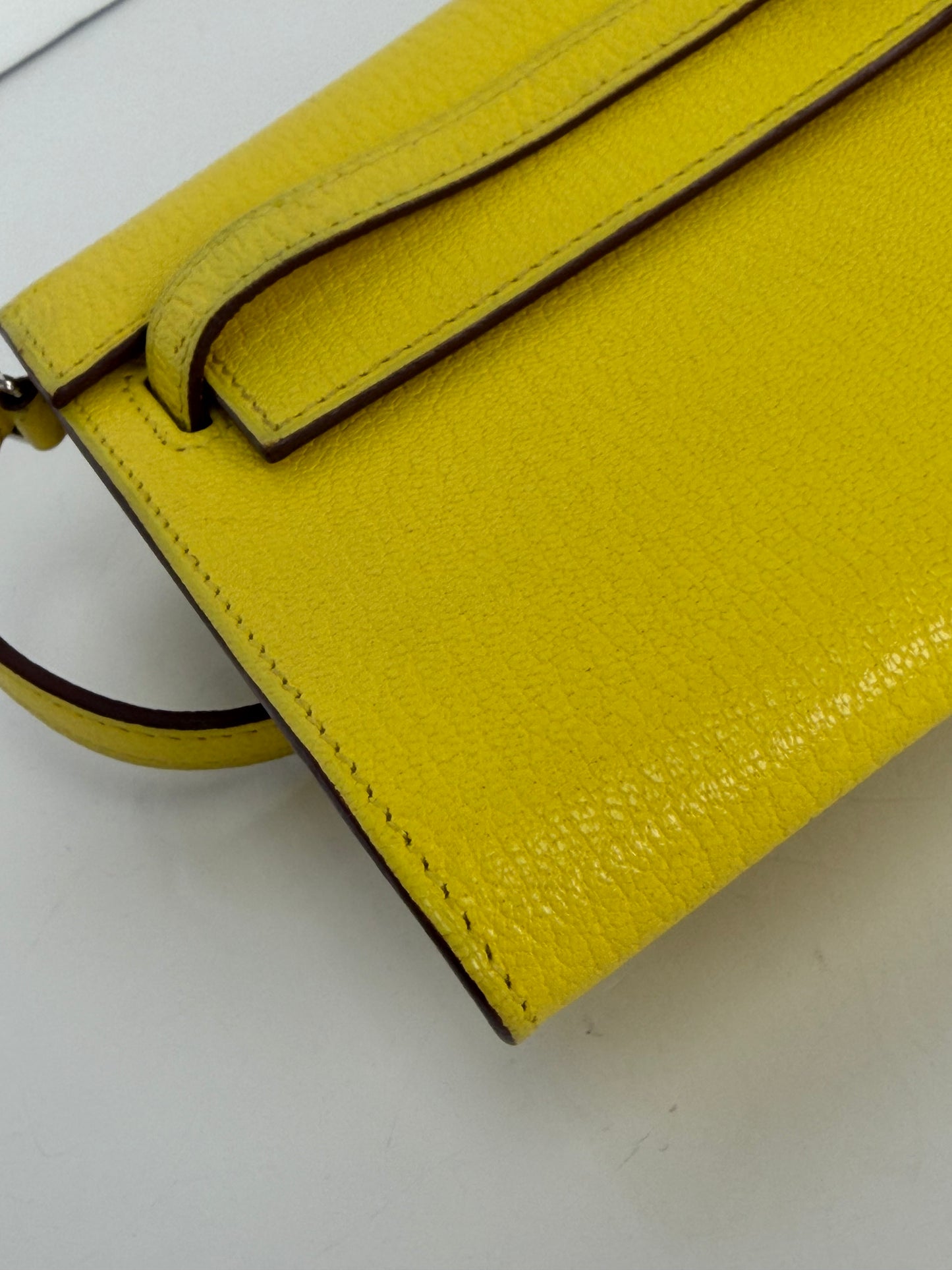 Hermes Chevre Mysore Kelly Wallet To Go in Lime YF2