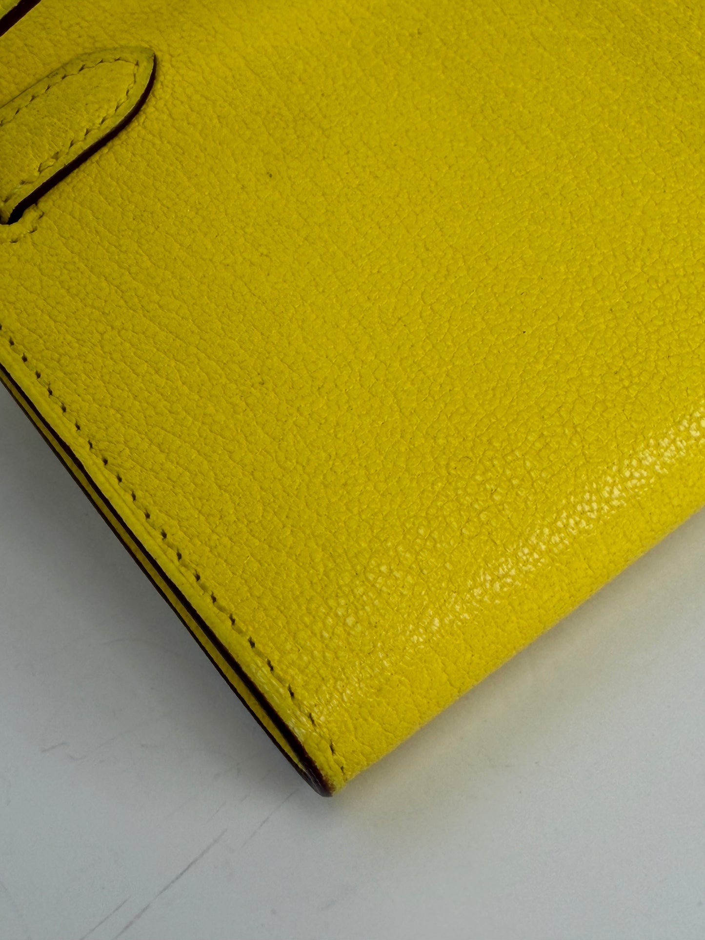 Hermes Chevre Mysore Kelly Wallet To Go in Lime YF2