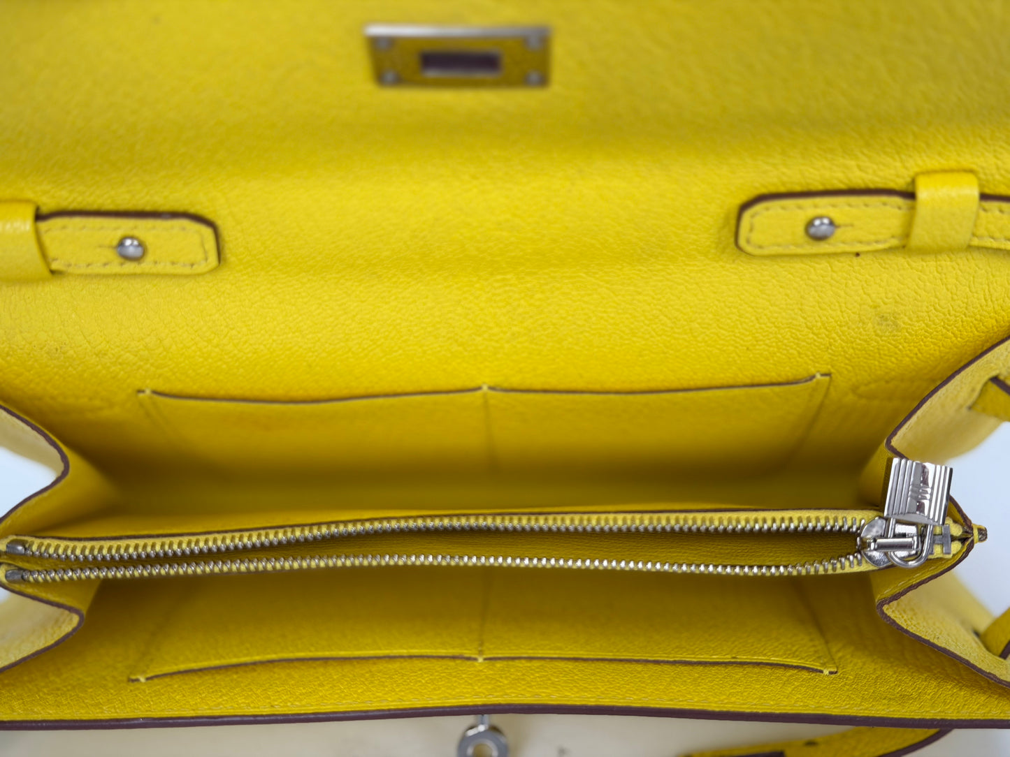 Hermes Chevre Mysore Kelly Wallet To Go in Lime YF2