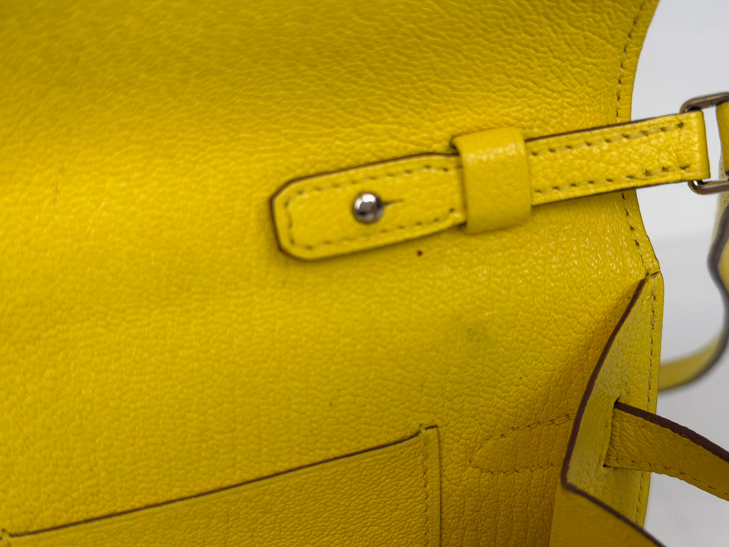 Hermes Chevre Mysore Kelly Wallet To Go in Lime YF2