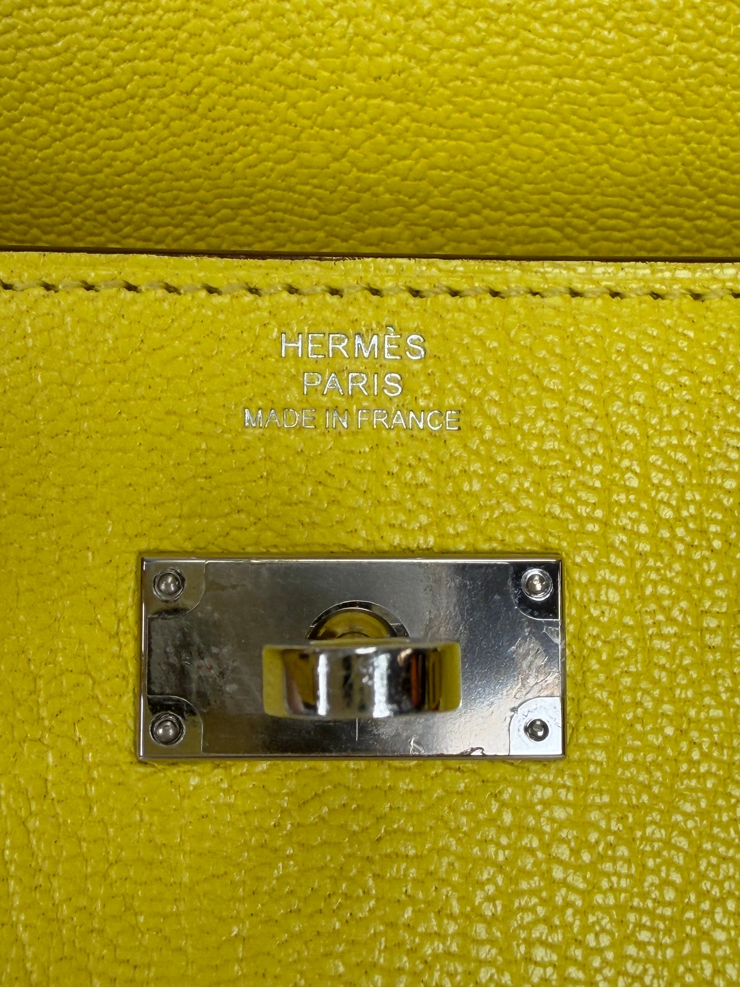 Hermes Chevre Mysore Kelly Wallet To Go in Lime YF2